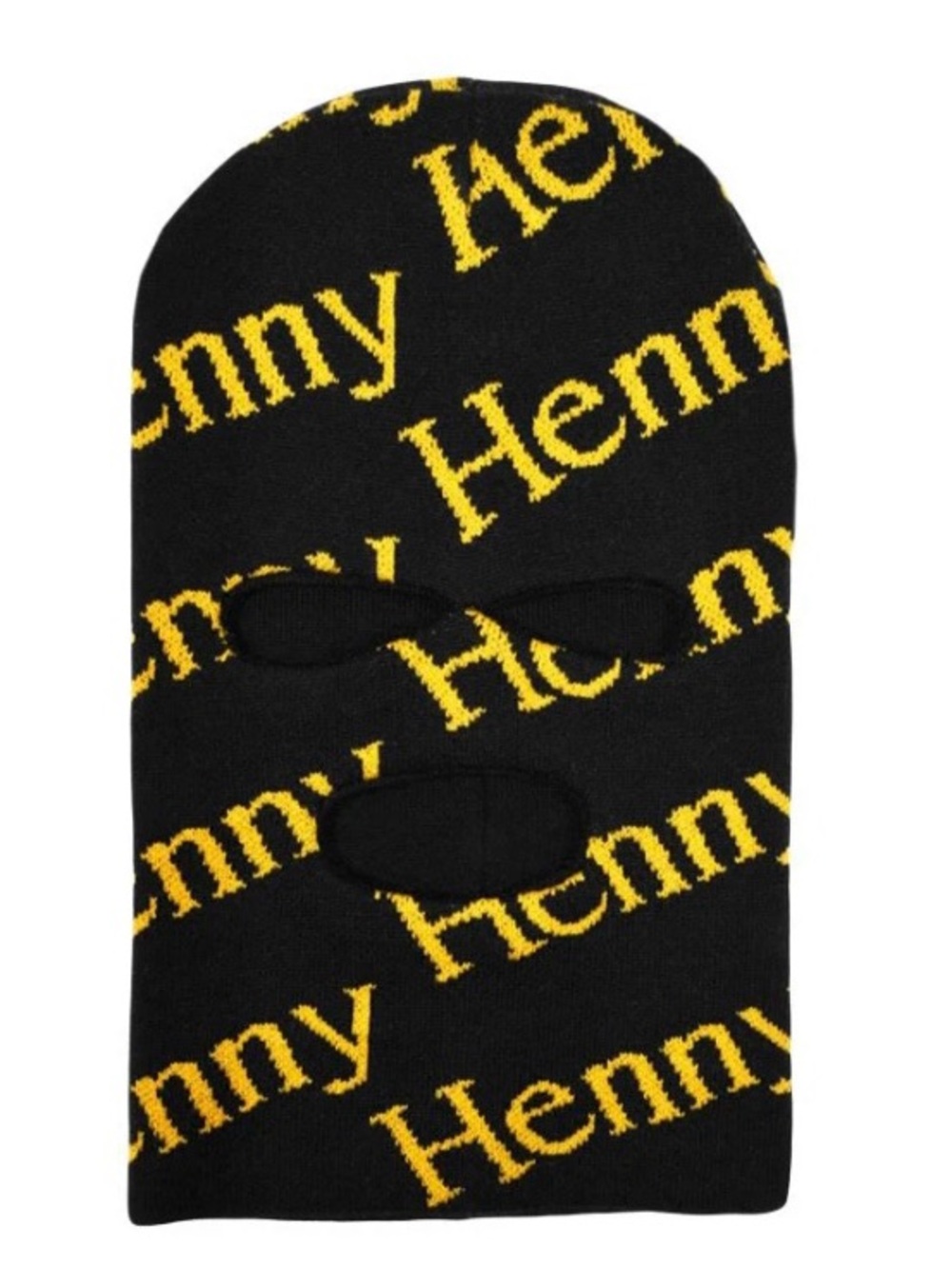 Henny Black & Yellow Logo Knit Face Mask Balaclava